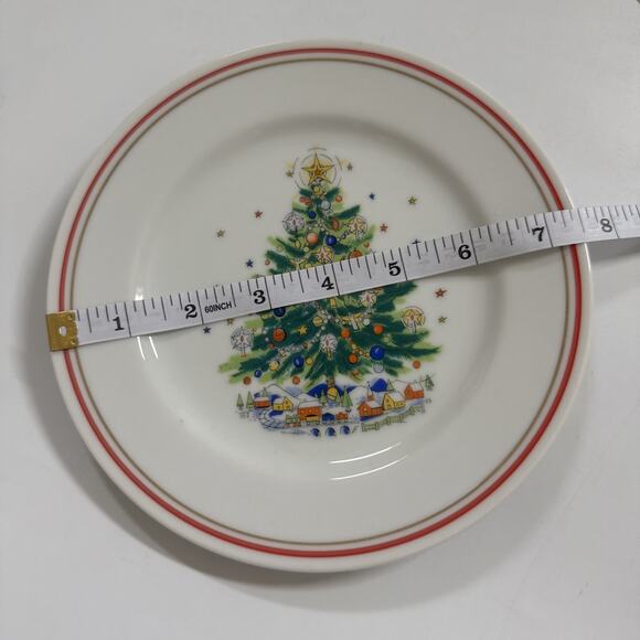 Vintage Salem Christmas Eve Christmas Tree Salad Plate Porcelain 2pc SET Holiday - Picture 5 of 9